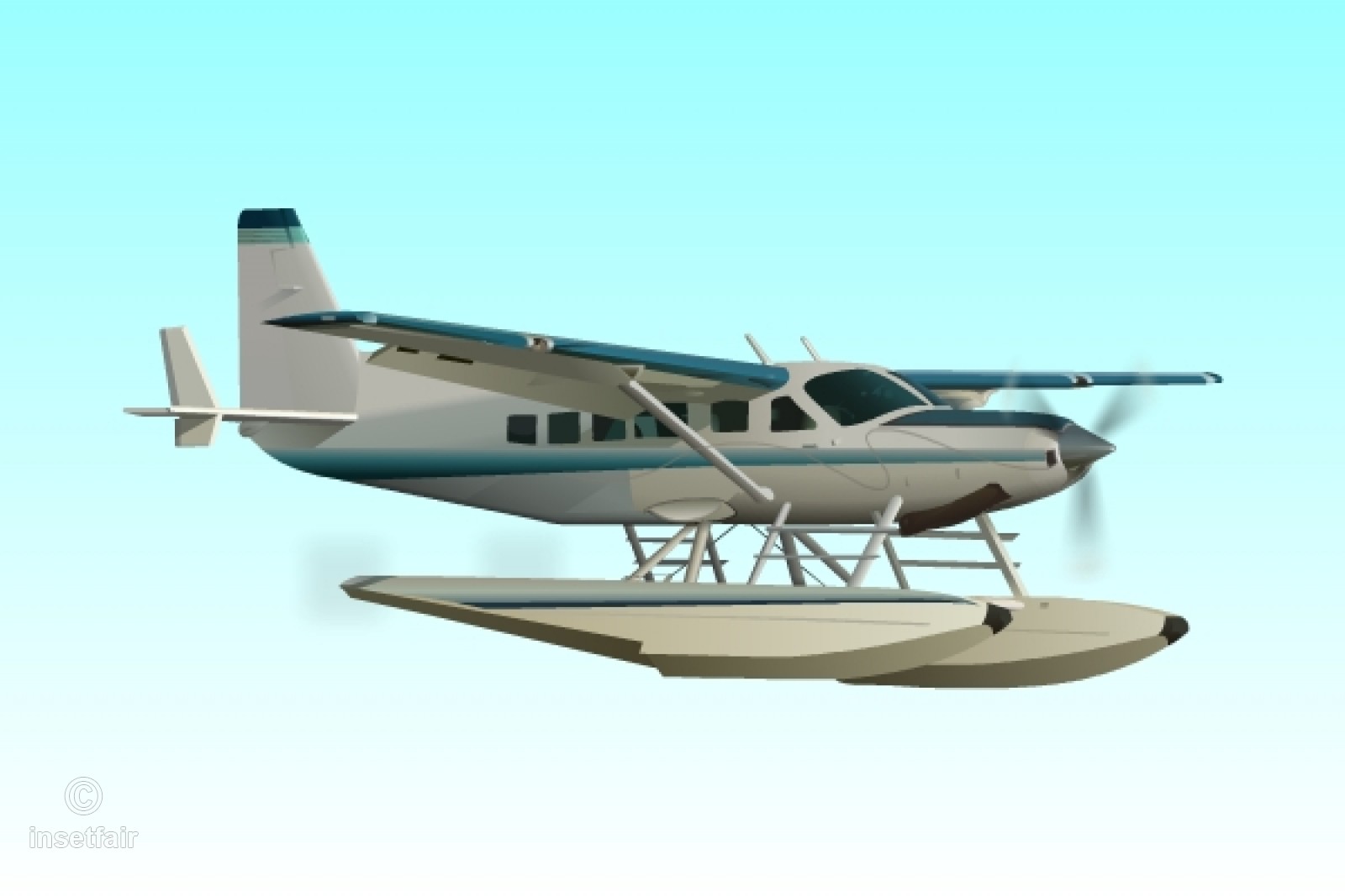 1600x1067 Vector Retro Seaplane Illustration Flying Clip Art