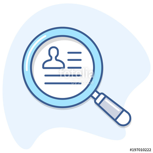 500x500 Human Resources Magnifying Glass And Employee Cv Search Vector