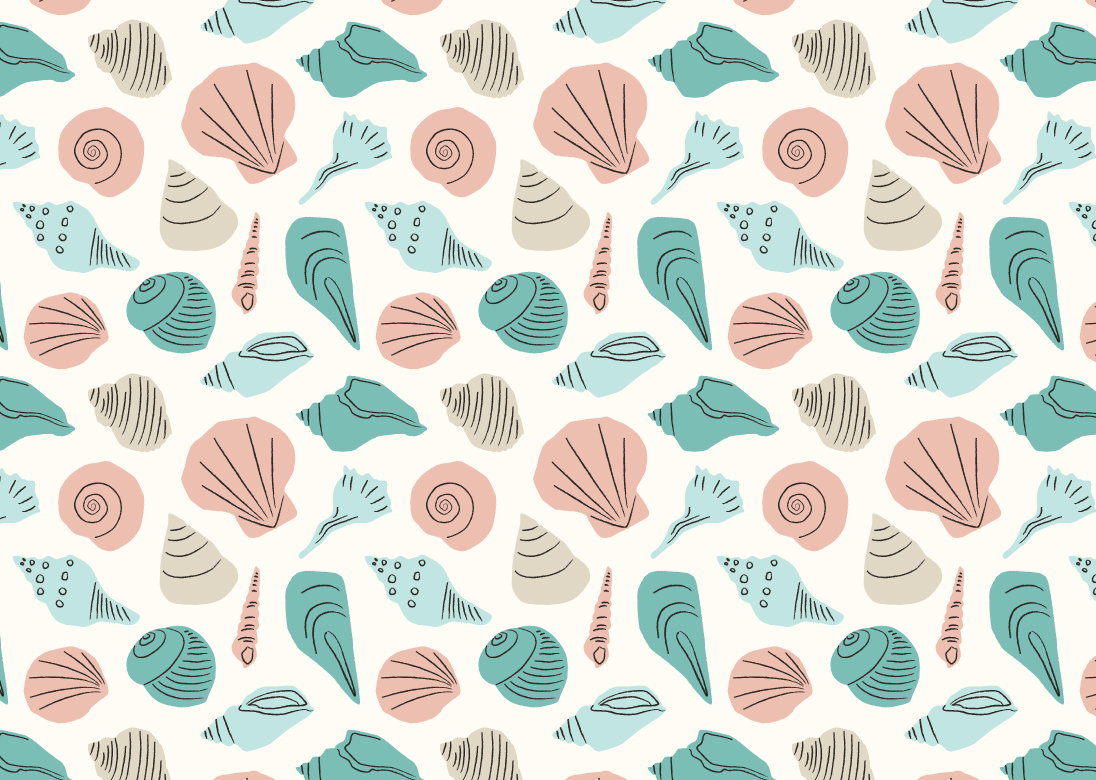 1096x780 Hand Drawn Seashell Repeat Pattern Vector Free Vector Download