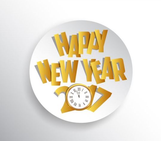 539x474 Happy New Year 2017 Seasons Greetings With Clock Vector Free Download