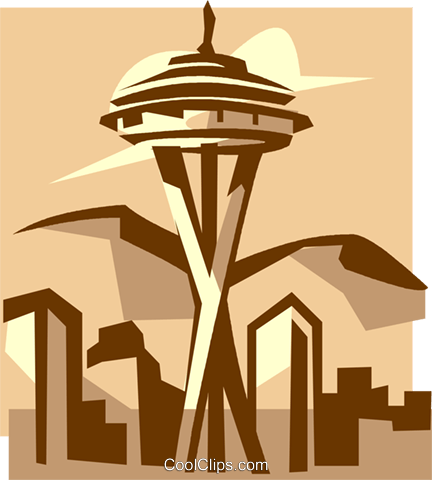 432x480 Seattle Space Needle Royalty Free Vector Clip Art Illustration