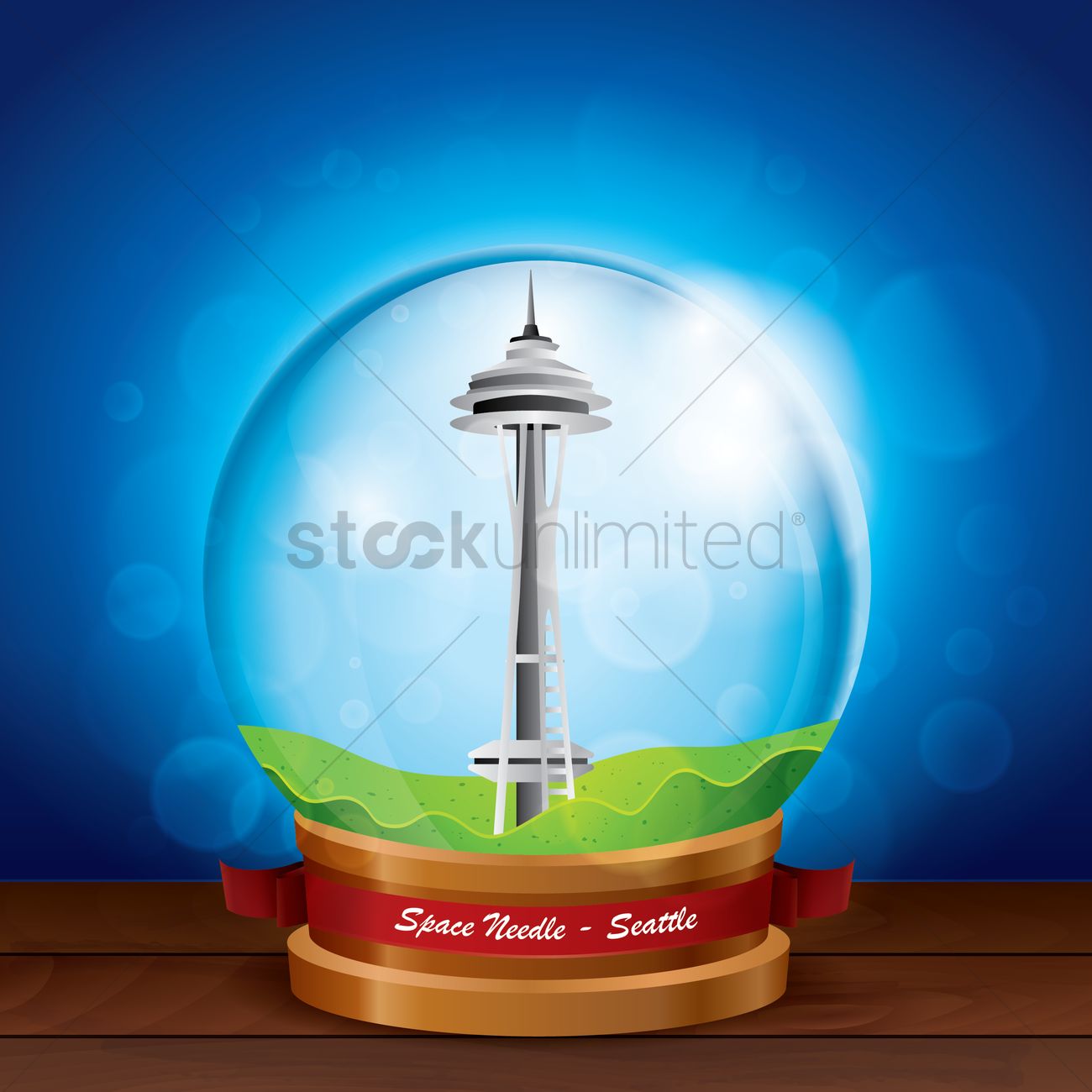 1300x1300 Space Needle In Crystal Ball Vector Image