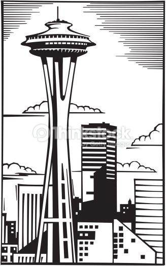 327x524 City In Space Clip Art Vector Art Space Needle In Seattle