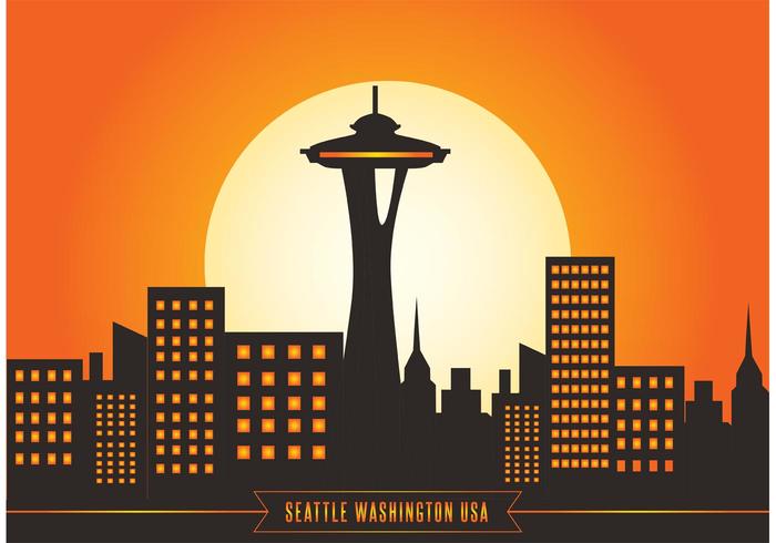 700x490 Seattle Skyline Vector Illustration