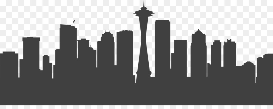 900x360 Seattle Vector Graphics Skyline Stock Illustration