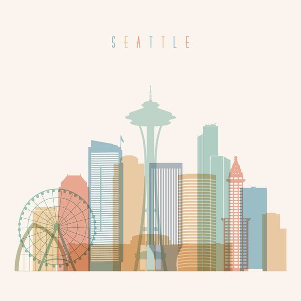 600x600 Seattle Building Vector Illustration