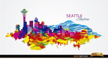 365x200 Seattle Skyline Free Vector Graphic Art Free Download (Found 904