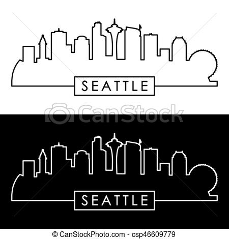 450x470 Seattle Skyline. Linear Style. Editable Vector File.