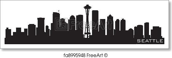 560x189 Free Art Print Of Seattle, Washington Skyline. Detailed Vector
