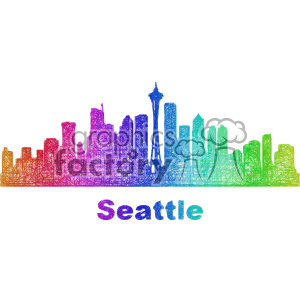 300x300 Royalty Free City Skyline Vector Clipart Usa Seattle 402666 Vector