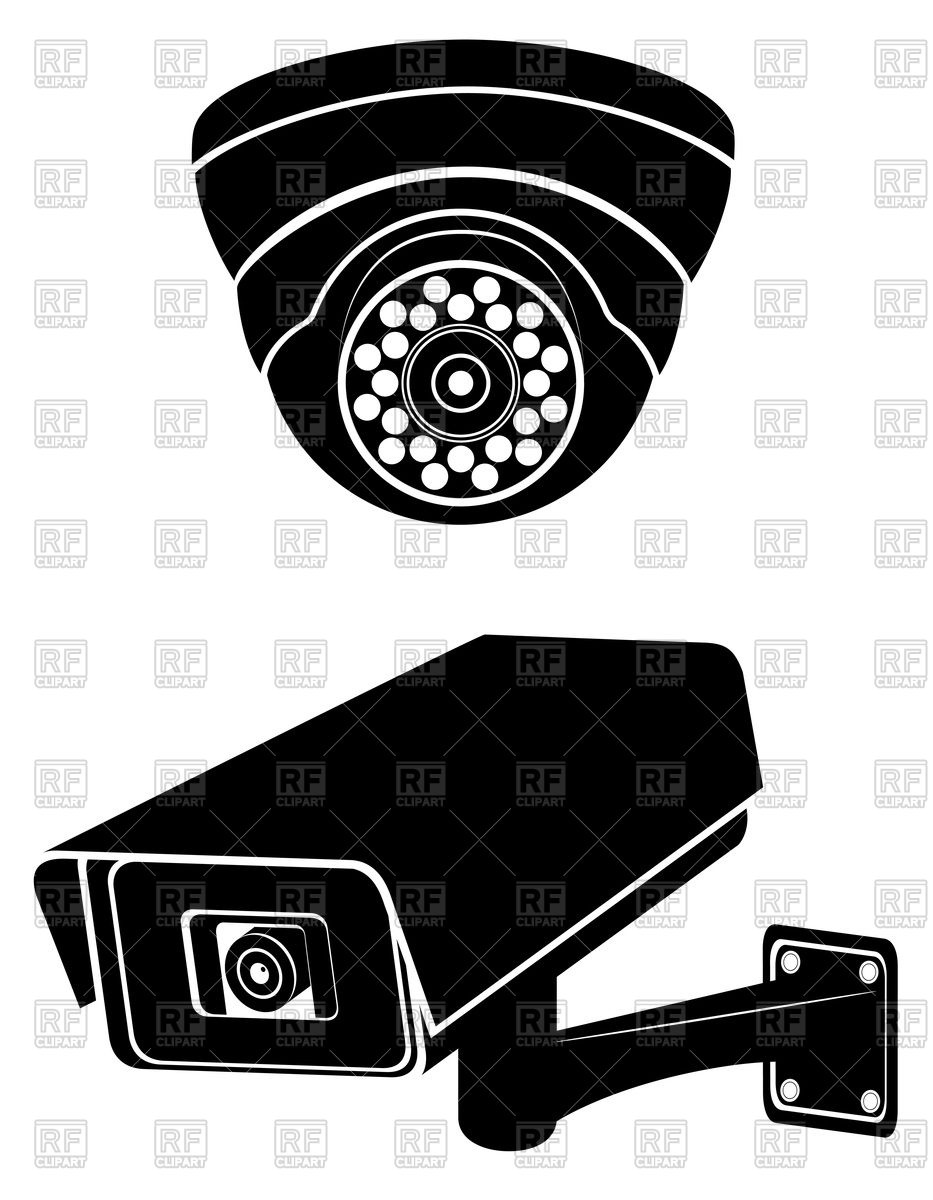 933x1200 Silhouettes Of Surveillance Cameras Vector Image Vector Artwork