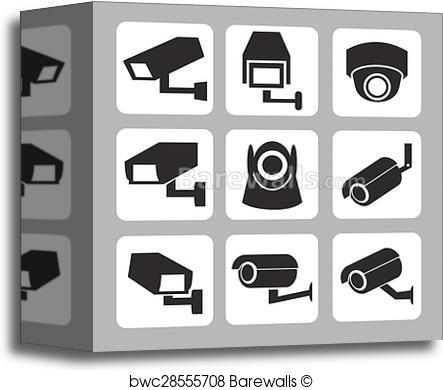 443x390 Canvas Print Of Collection Of Cctv And Security Camera Vector Icon