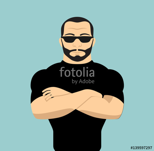 500x490 Man Security Guard Of Night Club. Security Man Vector Stock