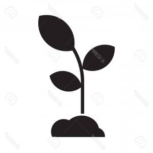 300x300 Photostock Vector Seedling With Leaves And Soil Abstract Growing