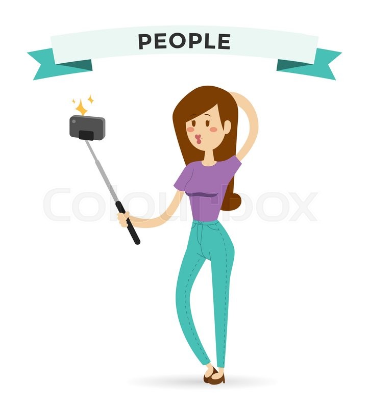 723x800 Selfie Photo Shot Girl Or Woman Vector Portrait Illustration On