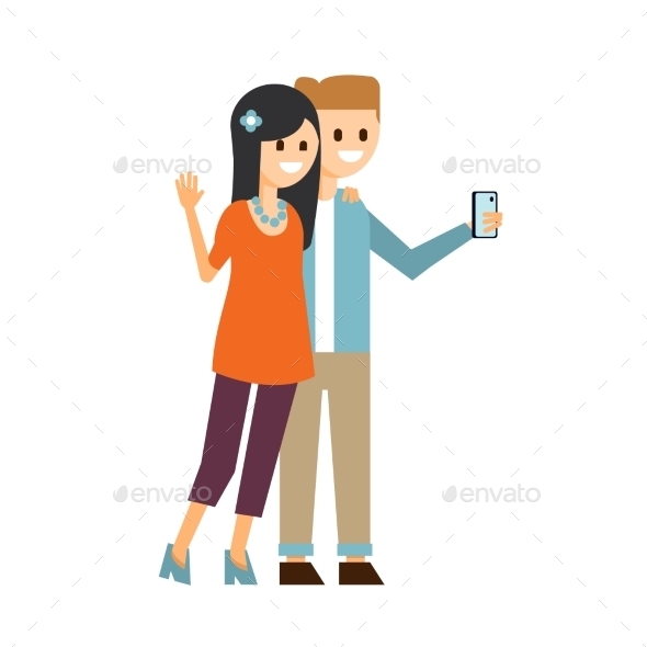 590x590 Boy And Girl Making A Selfie Vector Illustration By Top Vectors