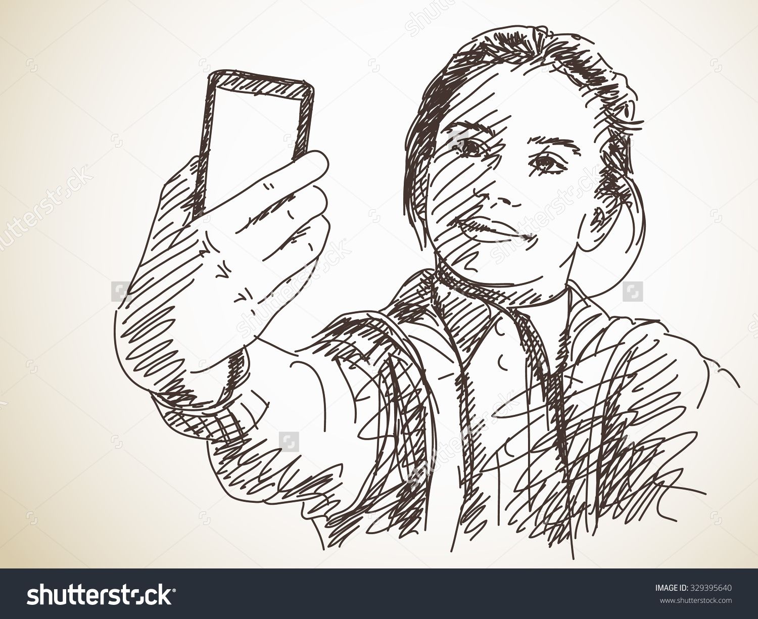 1500x1225 Teenage Girl Taking Selfie Vector Sketch Stock Vector 329395640