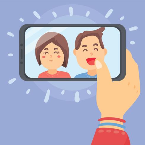 490x490 Couple Selfie Vector