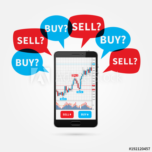 500x500 Forex Trade Candlestick Graph On Smartphone Screen With Speech