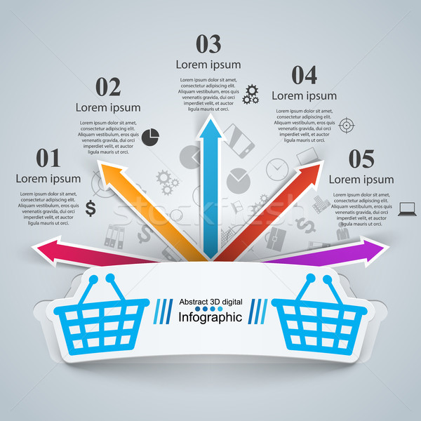 600x600 Shop Infographic. Marceting Icon. Buy And Sell Vector Illustration
