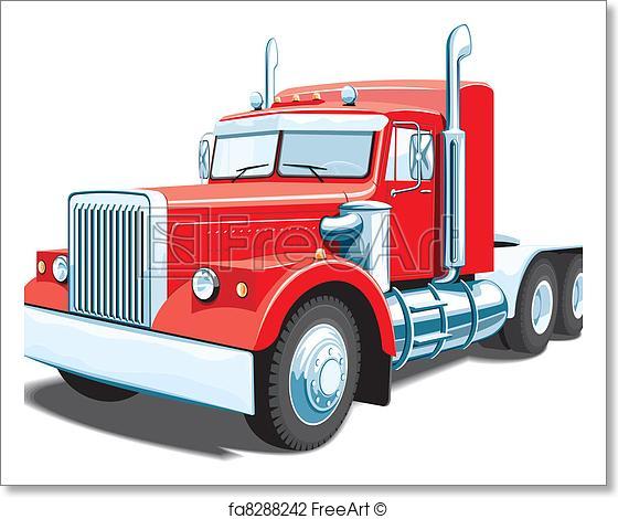 560x470 Free Art Print Of Semi Truck. Vector Red Semi Truck Isolated On