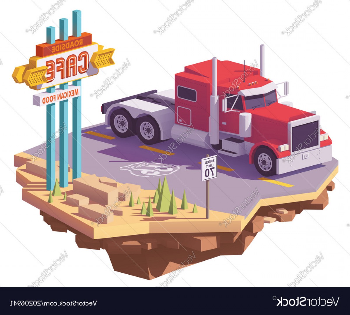 1200x1078 Low Poly American Classic Semi Truck Vector Shopatcloth