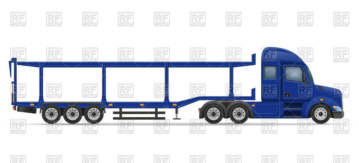 1200x546 Side View Truck Semi Trailer For Transportation Of Cars Vector