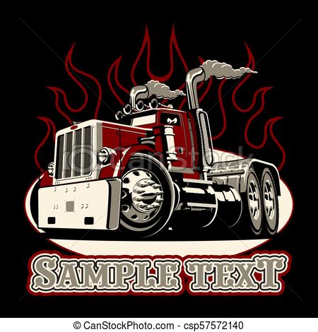 450x470 Cartoon Retro Semi Truck Isolated On White Background. Available