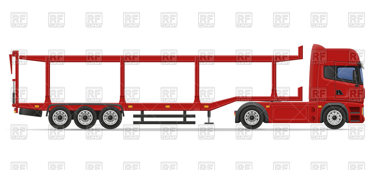 1200x546 Truck Semi Trailer For Cars Transportation Vector Image Vector