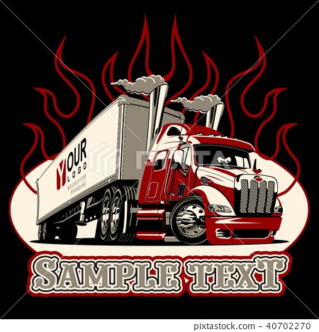 450x468 Vector Cartoon Semi Truck Template