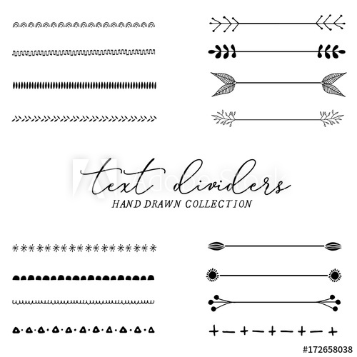 500x500 Text Dividers Hand Drawn, Branches Separators, Vector Illustration