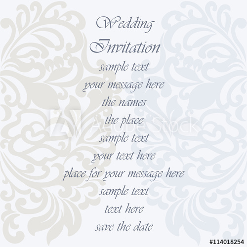 500x500 Wedding Invitation Card With Lace Ornament. Serenity And Silver
