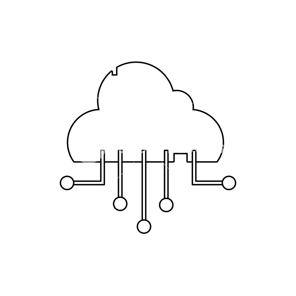 1000x1000 Line Data Cloud Network Connection Server Vector Illustration