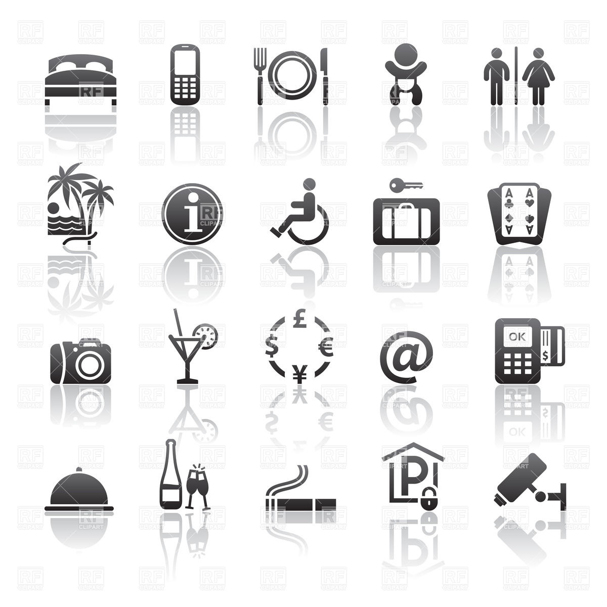 1200x1200 Hotel And Motel Services Icons Vector Image Vector Artwork Of