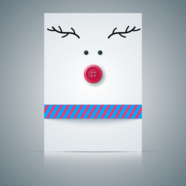 626x626 Postcard, Deer, Sewing Button. Vector Premium Download