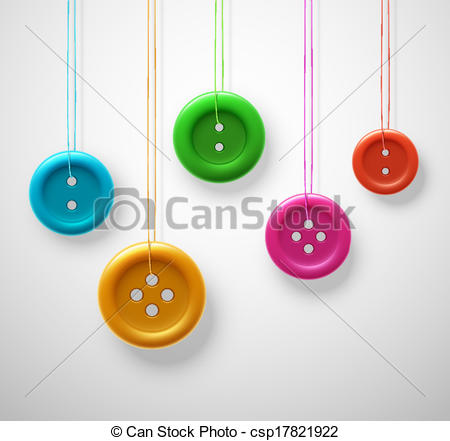450x441 Colorful Sewing Buttons Hanging On Threads, Eps 10.