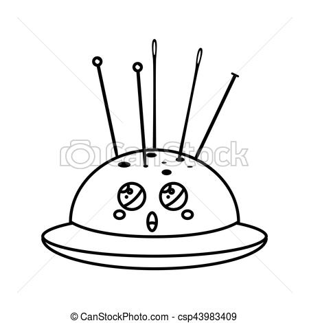 450x470 Sewing Needle Comic Character Vector Illustration. Sewing Needle