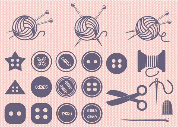 572x407 Set Of Ball Of Yarn And Sewing Vector Free Vector Download In