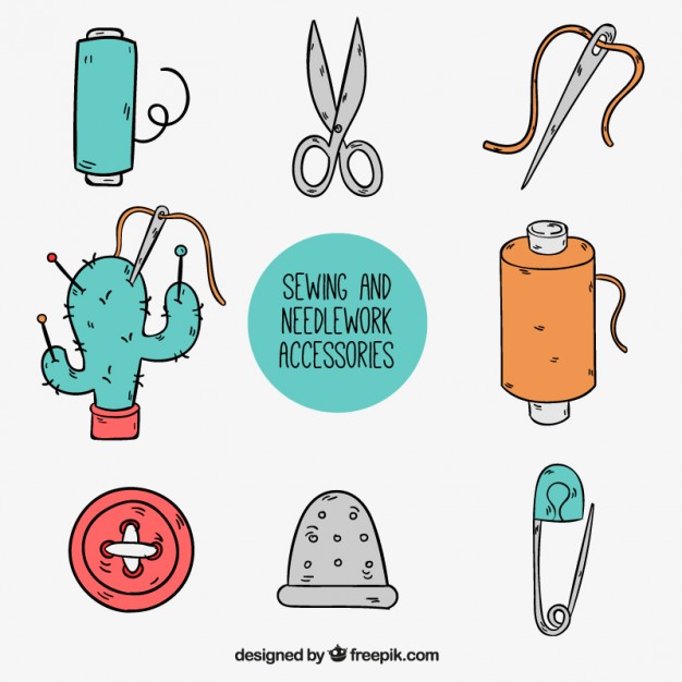 626x626 Hand Drawn Cute Sewing Accessories Vector Free Download