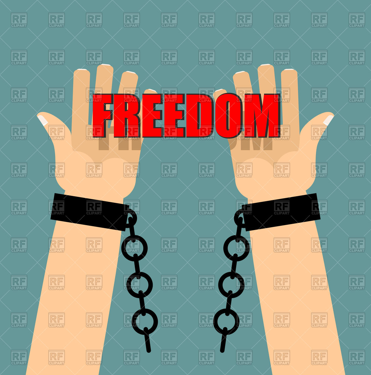 1186x1200 Freedom Concept. Hands In Shackles. Broken Chain. Vector Image