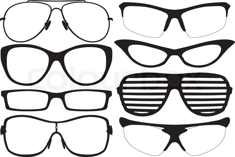 800x536 Glasses Silhouette Set On White Background Stock Vector Colourbox