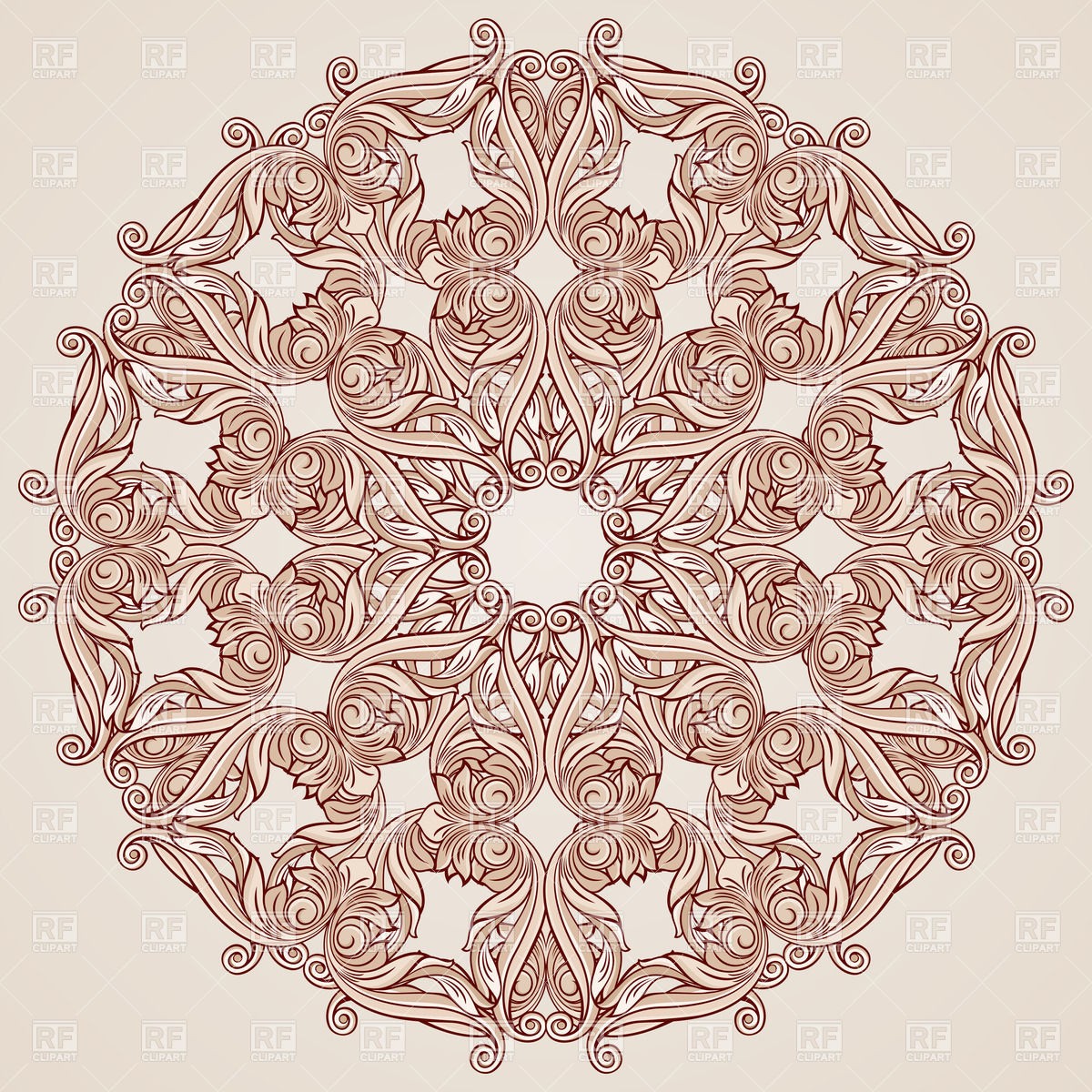 1200x1200 Round Vintage Floral Pattern In Pastel Rose Shades Vector Image