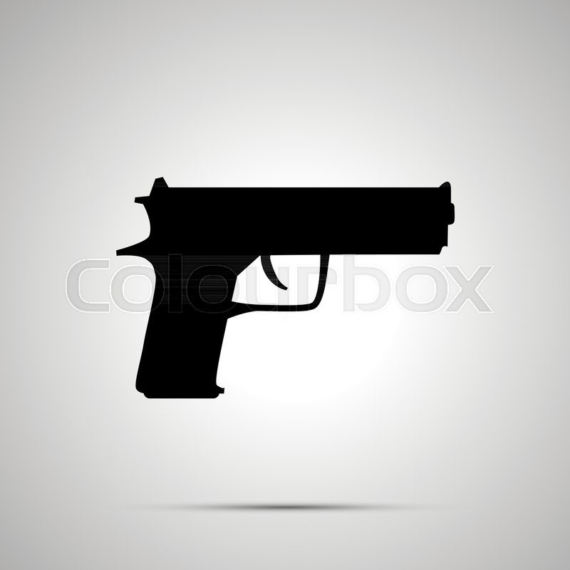 800x800 Gun Silhouette, Simple Black Icon With Shadow Stock Vector