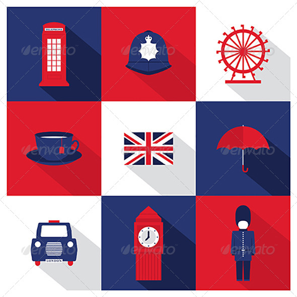 590x590 Vector London City Flat Icons With Long Shadow By Ashkenazigal
