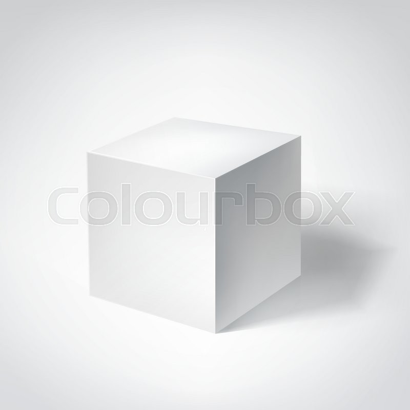 800x800 White 3d Cube Geometric Figure With Shadow. Vector Illustration