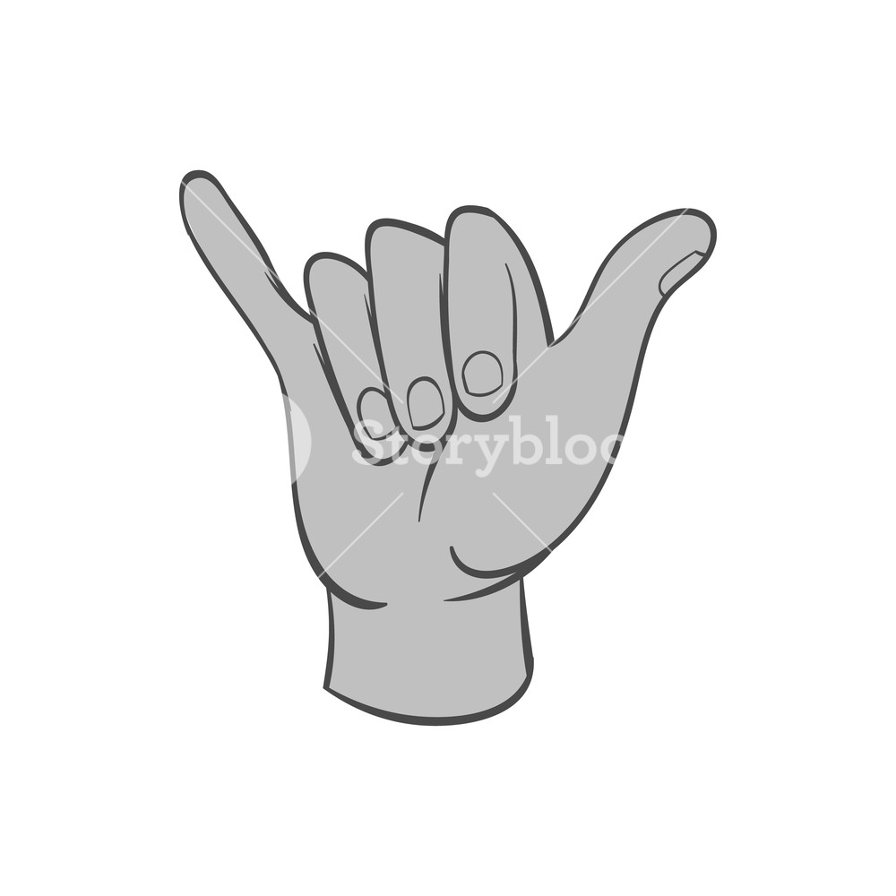 1000x1000 Gesture Shaka Icon In Black Monochrome Style Isolated On White