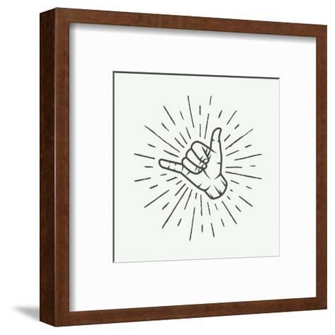 473x473 Vintage Surfing Shaka Hand With Retro Sunburst. Graphic Vector