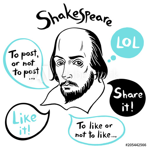 500x500 Shakespeare Portrait With Speech Bubbles And Social Media Funny