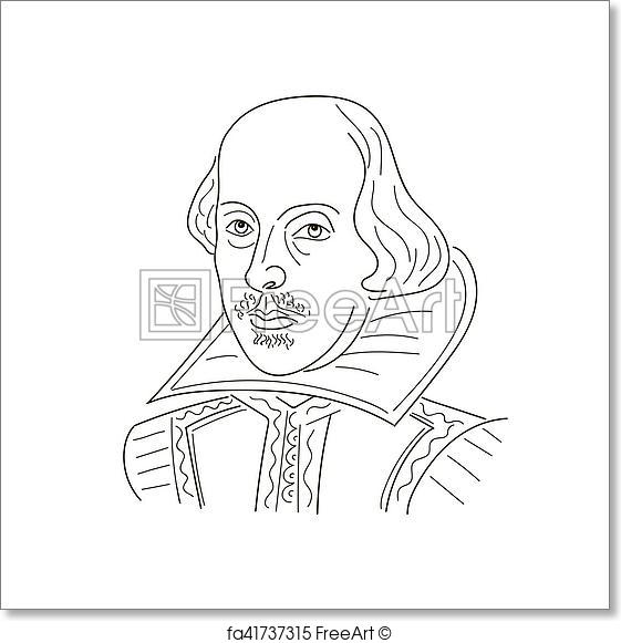 561x581 Free Art Print Of William Shakespeare. Sketch Illustration. Black