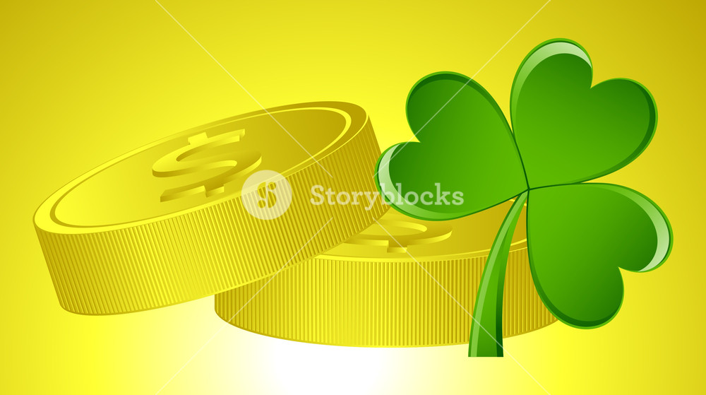 1000x559 Dollar Coins With Shamrock Vector Royalty Free Stock Image